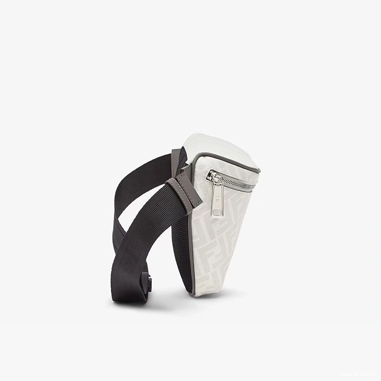 Affordable HOT Fendi FF Red Bag Motif Belt In Fabric White 0814